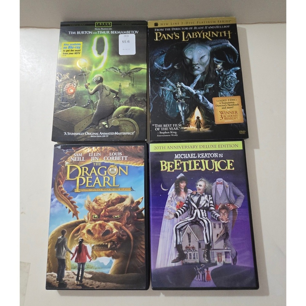 DVD Bundle 9 Pan's Labyrinth Beetlejuice The Dragon Pearl Fantasy Movie Lot